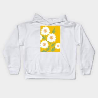 Flor Abstracta blanca en fondo amarillo Kids Hoodie